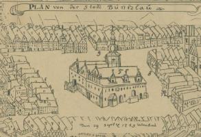 Rathaus Bunzlau, Niederschlesien 1749 Highslide JS